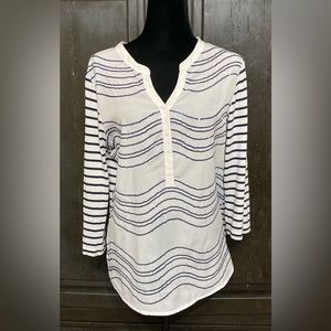 Chico’s sequence white/blue stripes Tunic -  Size 1